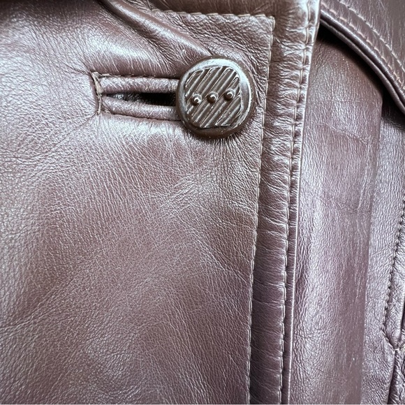 Vintage 70s Jeno du Paris Brown Leather Trench Coat Size Small Made in Canada - Picture 3 of 16